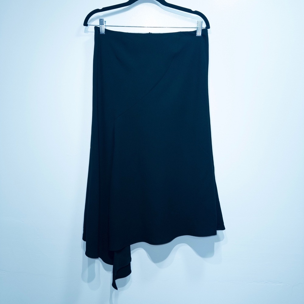 Nicholas Black Asymmetrical Split Hem Midi Skirt Size 8
